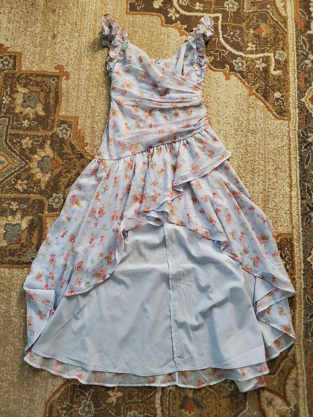 ABERCROMBIE & FITCH Hi Low Matinee Chiffon Layered Ruffled Romantic S - Picture 3 of 9